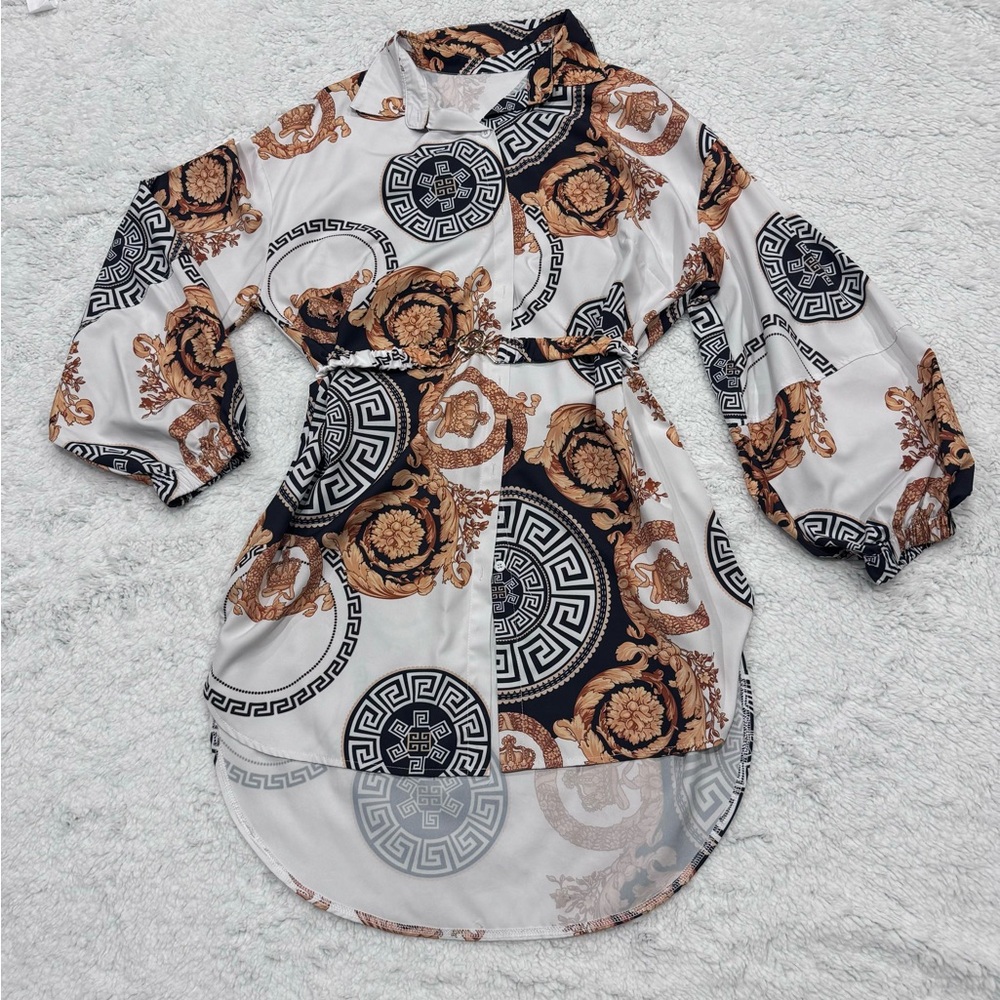 White Puff Sleeve Button Down Tunic